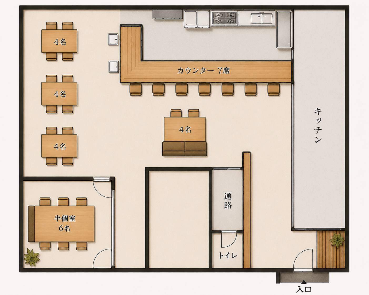 新店舗の席配置・店内イメージ
